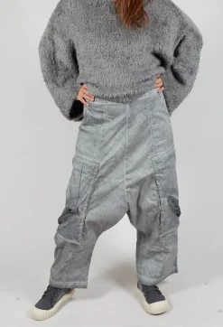 Trousers with Bleached Stitching in Pencil Cloud