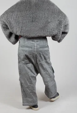 Trousers with Bleached Stitching in Pencil Cloud