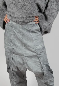 Trousers with Bleached Stitching in Pencil Cloud