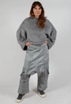Trousers with Bleached Stitching in Pencil Cloud