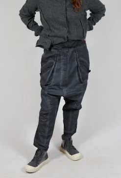 Trousers with Pull Toggle Waist in Coal Cloud