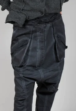 Trousers with Pull Toggle Waist in Coal Cloud