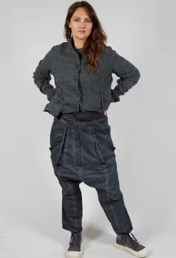 Trousers with Pull Toggle Waist in Coal Cloud