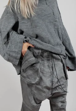 Trousers with Statement Pockets in Pencil Cloud