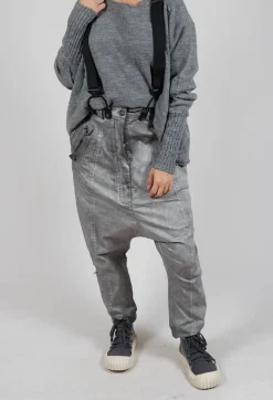 Trousers with Suspenders in Pencil Cloud