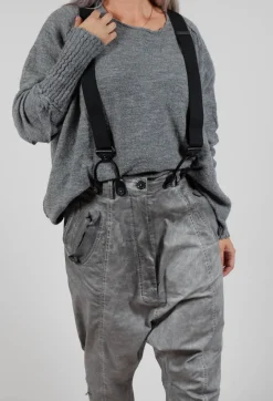 Trousers with Suspenders in Pencil Cloud