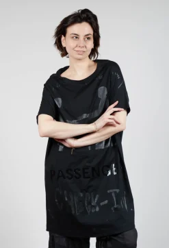 T-Shirt Dress in Black and Black Print