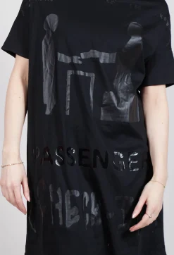 T-Shirt Dress in Black and Black Print