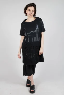 T-Shirt Dress in Black and Black Print