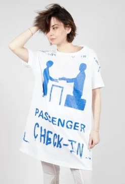 T-Shirt Dress in Bleach and Royal Print