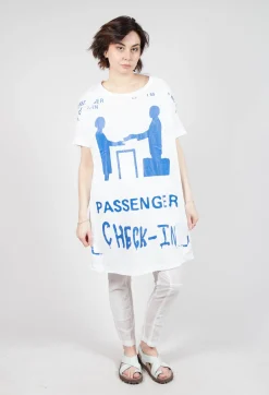 T-Shirt Dress in Bleach and Royal Print