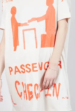 T-Shirt Dress in Greige and Mandarine Print