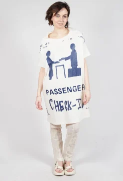 T-Shirt Dress in Greige and Ocean Print
