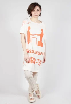 T-Shirt Dress in Greige and Mandarine Print