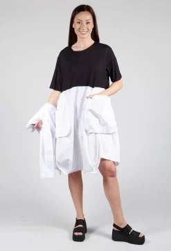 T-Shirt Dress with Statement Pockets in Black and White
