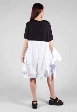 T-Shirt Dress with Statement Pockets in Black and White