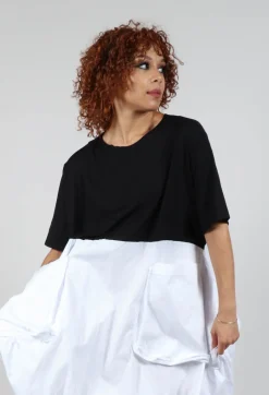 T-Shirt Dress with Statement Pockets in Black and White