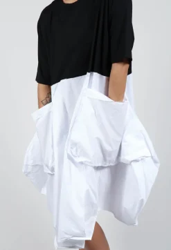 T-Shirt Dress with Statement Pockets in Black and White