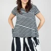 T-Shirt with Drawstring Hem in Black Print