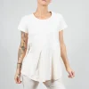 T-Shirt with Flared Hemline in Rose Print