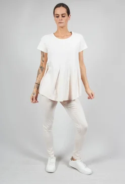 T-Shirt with Flared Hemline in Rose Print