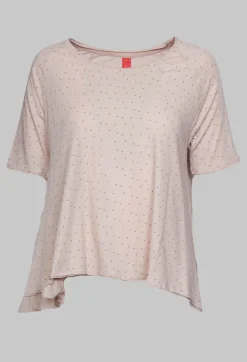 T-Shirt with High Low Hem in Dots