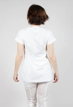 T-Shirt with Square Neckline in Bleach and Royal Print