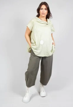 T-Shirt with Twist Detail Neckline in Pearl Dot