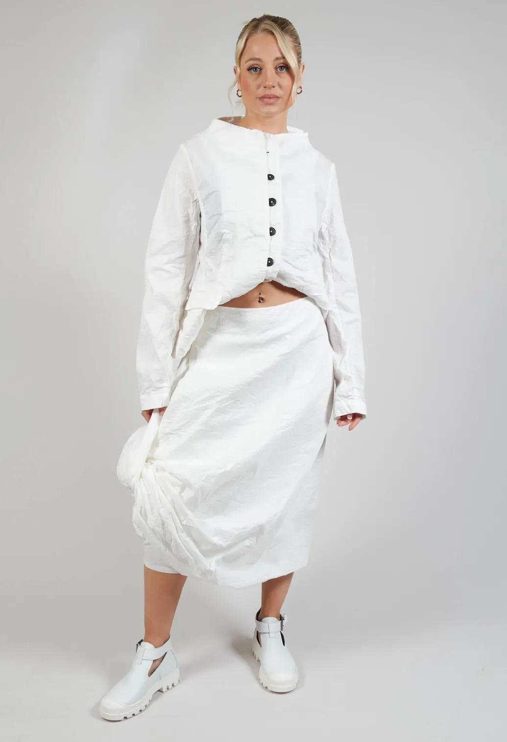 Tucked Fabric Skirt in Callas