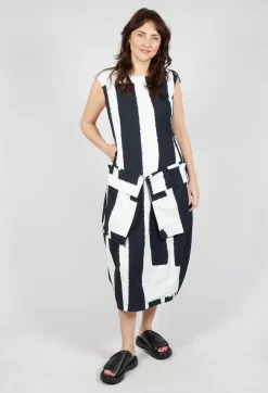 Tulip Dress with Feature Pockets in Black Print