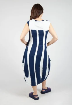 Tulip Dress with Feature Pockets in Navy Print