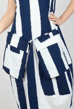 Tulip Dress with Feature Pockets in Navy Print