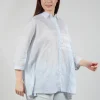 Tulip Hem Cotton Shirt in Grey Print