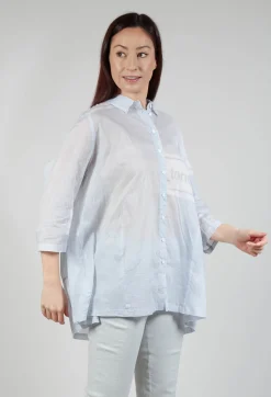 Tulip Hem Cotton Shirt in Grey Print