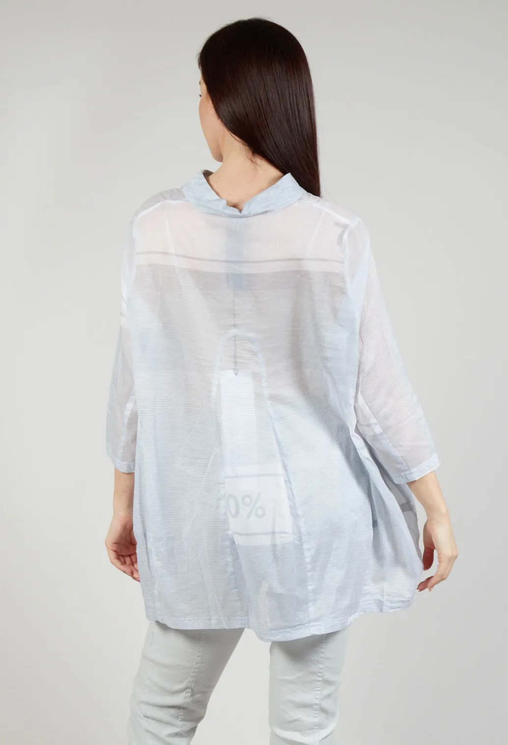 Tulip Hem Cotton Shirt in Grey Print