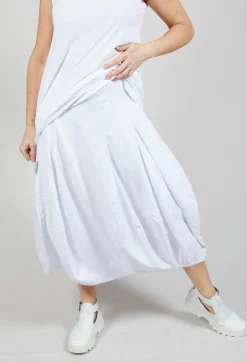 Tulip Hem Jersey Skirt in White