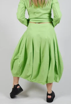 Tulip Hem Jersey Skirt in Lime