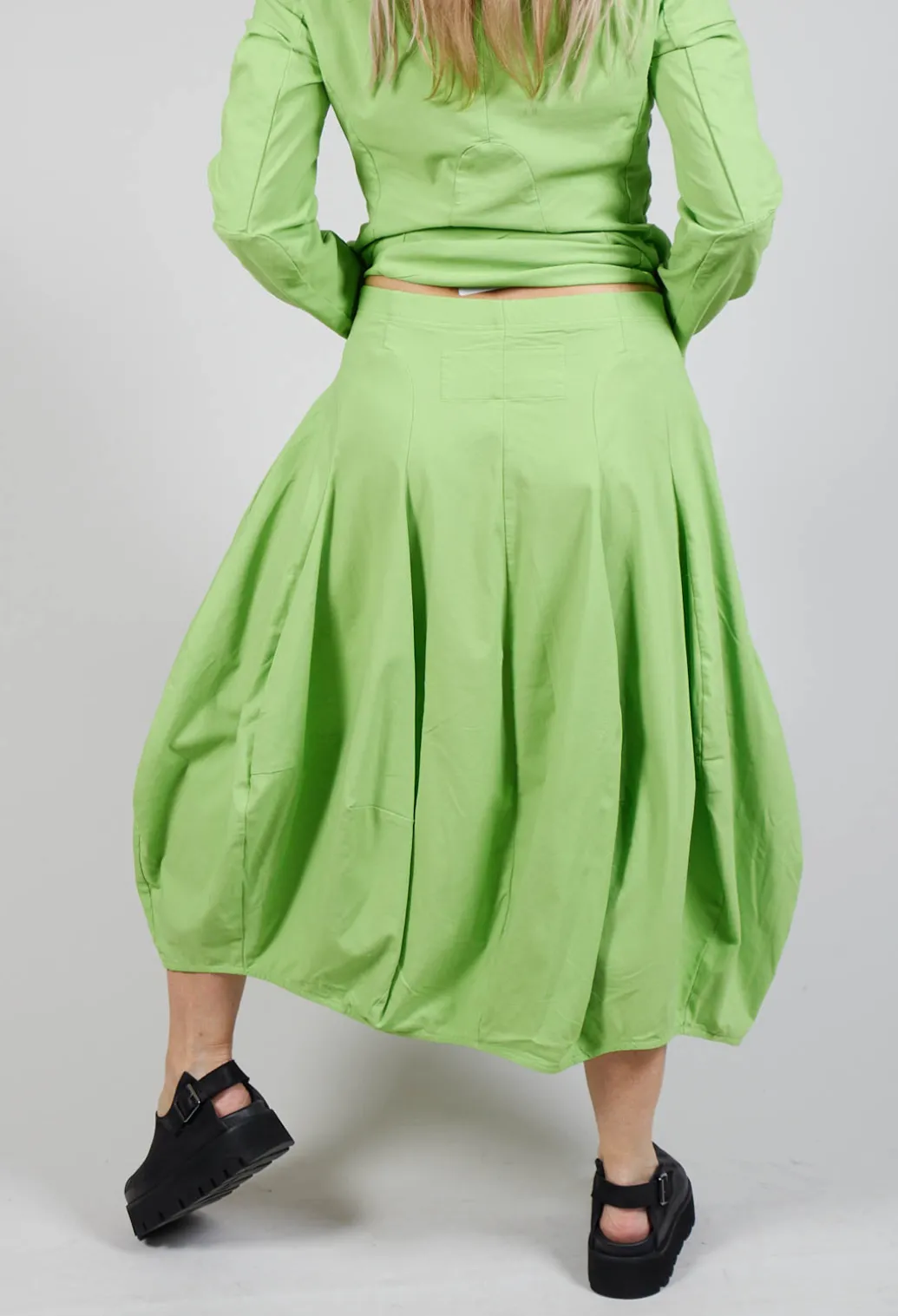 Tulip Hem Jersey Skirt in Lime