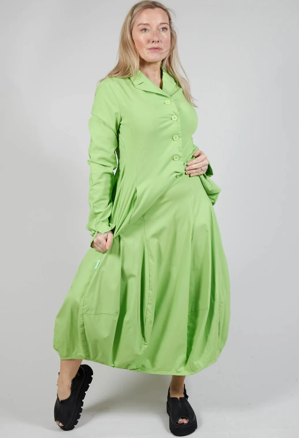Tulip Hem Jersey Skirt in Lime