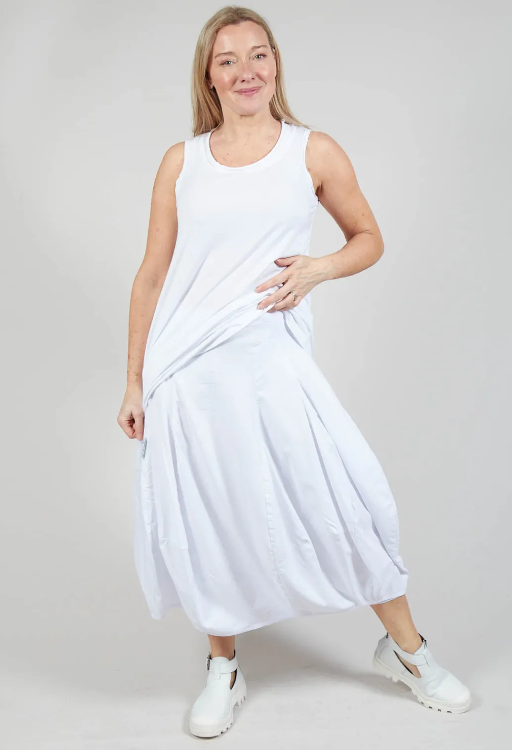 Tulip Hem Jersey Skirt in White