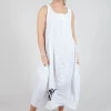 Tulip Hem Linen Dress in White Print