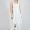 Tulip Hem Linen Dress in Offwhite Print