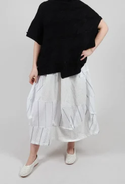 Tulip Hem Skirt in White Stripe