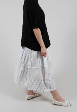 Tulip Hem Skirt in White Stripe