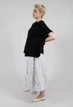 Tulip Hem Skirt in White Stripe