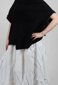 Tulip Hem Skirt in White Stripe