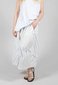 Tulip Hem Skirt in White Stripe