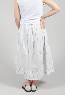 Tulip Hem Skirt in White Stripe