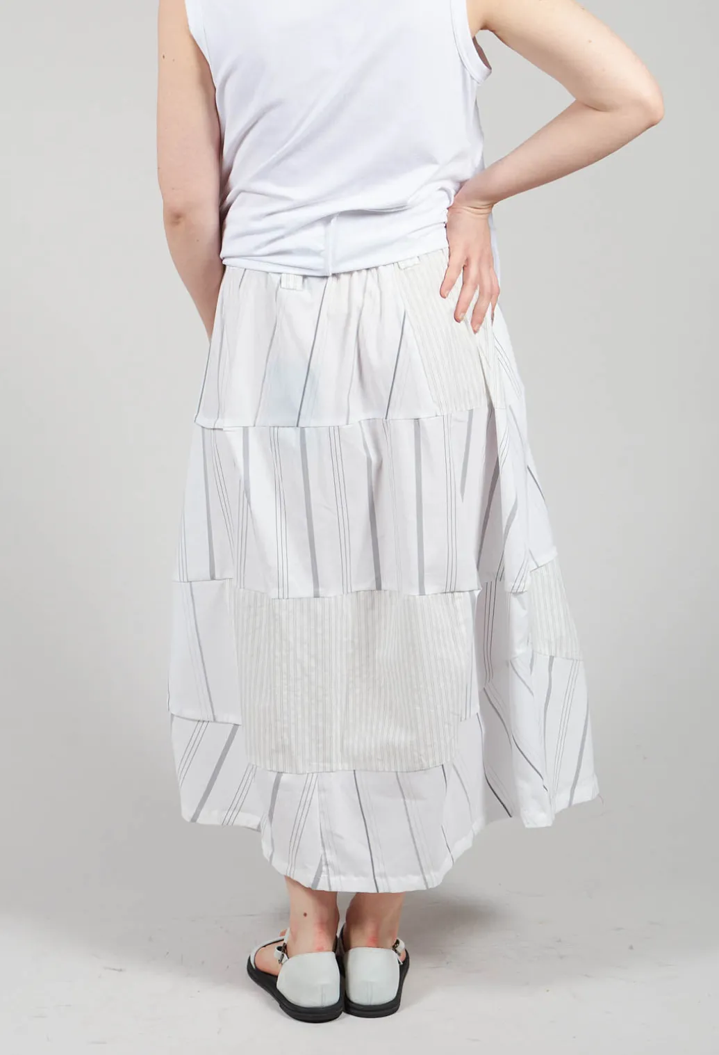 Tulip Hem Skirt in White Stripe