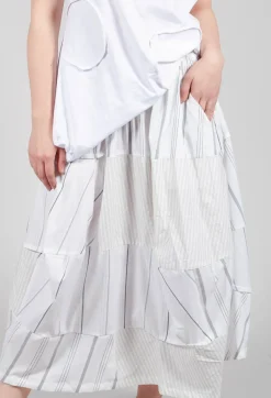 Tulip Hem Skirt in White Stripe